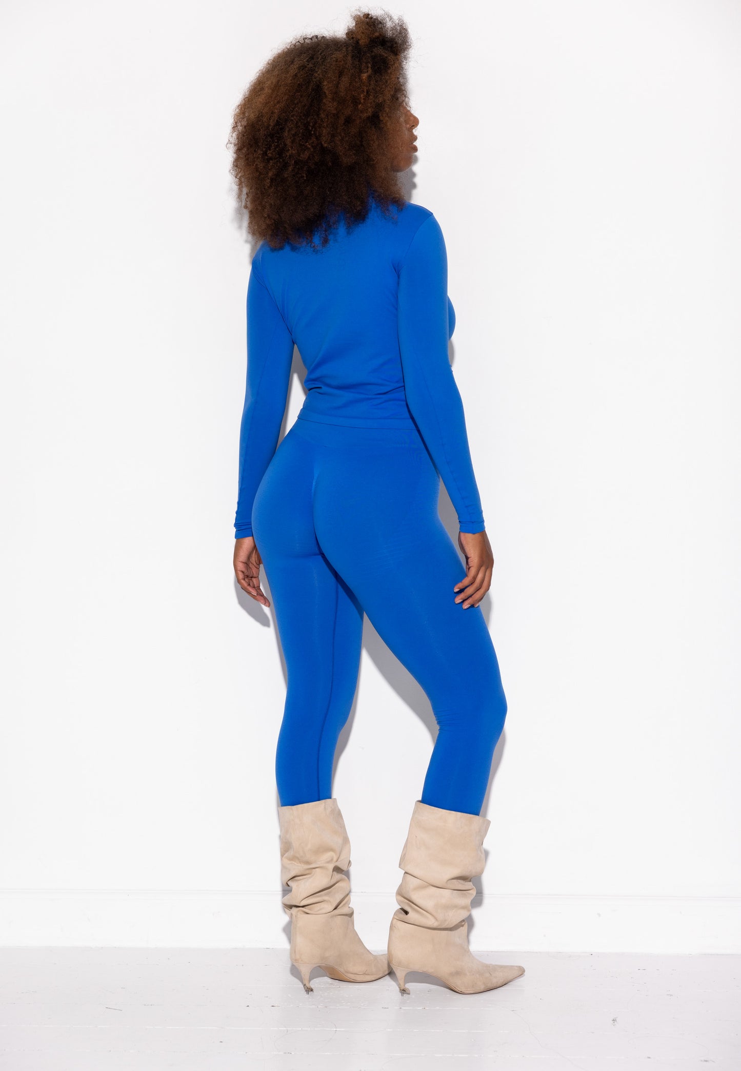 Faye High Neck w/Logo - Strong Blue