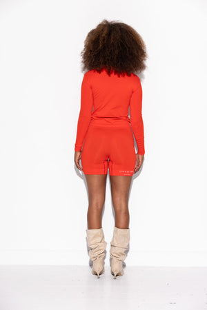 Honest Midwaist Shorts w/Logo - Crush Red
