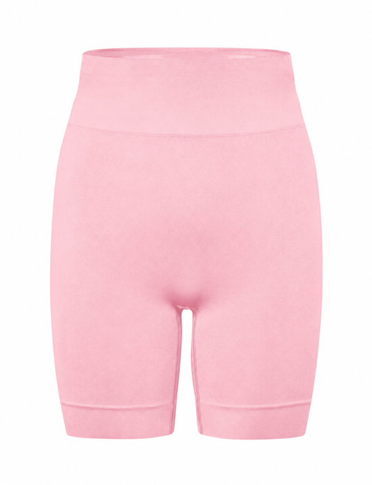 Honest Midwaist Shorts w/Logo - Cream Pink